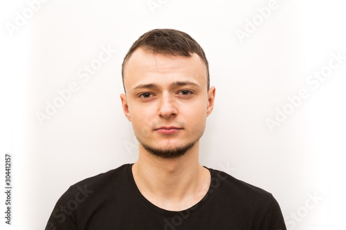 emotion neutral, young man in a black cap on a white background, man emoji © Павло Кукуруза