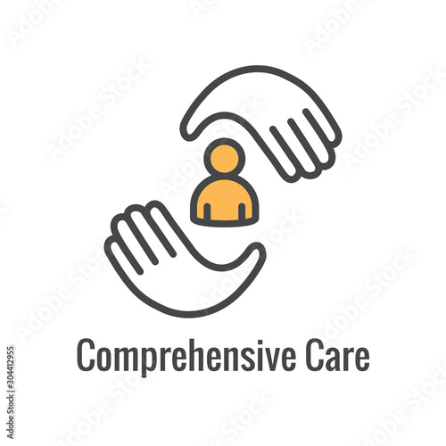 Comprehensive Care Icon with health related symbolism and image