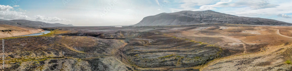 Amazing aerial view of beauful Iceland landscape in summer season