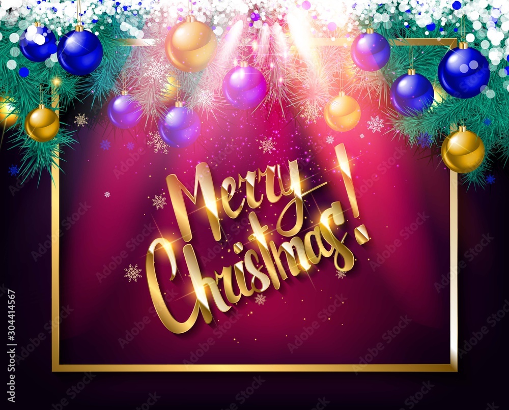 Naklejka premium Merry Christmas hand lettering text card.