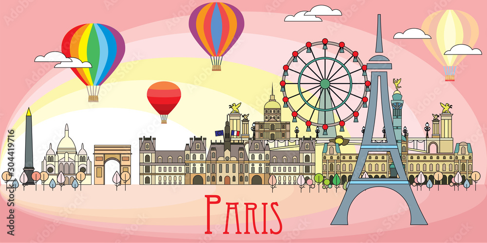 Paris colorful line art 10 Paris colorful line art 10
