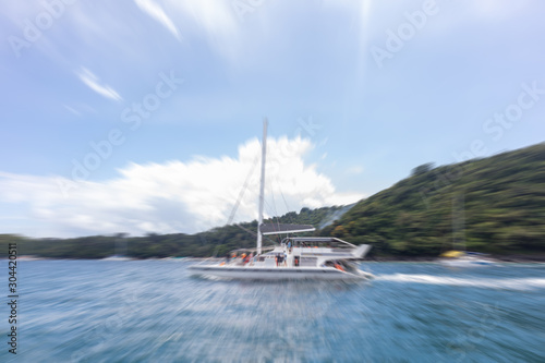luxury yacht cruise on the sea at Phuket, Thailand