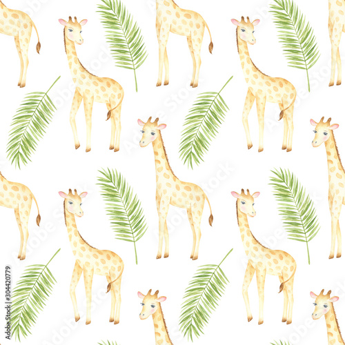 Photography Watercolor Giraffes Pattern