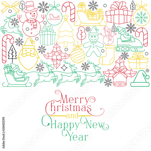 Merry Christmas and Happy New Year Cool Vector Background. Merry Christmas vector illustration isolated on white background. Christmas vector icon modern and simple flat symbol for graphic design reso