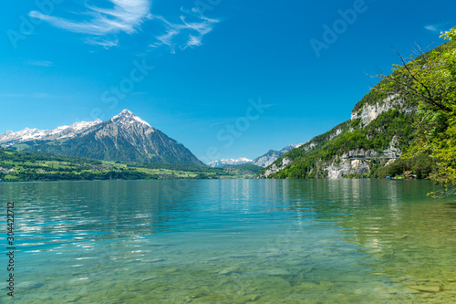 Classic panoramic view of a lake on a sunny day in summer © Kristian