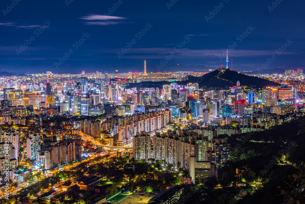 Fototapeta premium seoul city night scape south korea.seoul city night scape south korea.seoul city night scape south korea.
