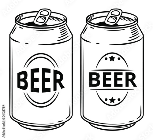 Vector illustration soda can isolated on white background. Hand drawn style sketch. For restaurant or cafe drink menu