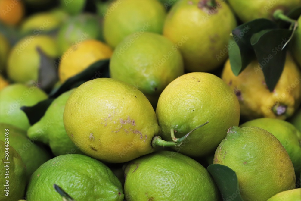 closeup of lemons exposed to the market