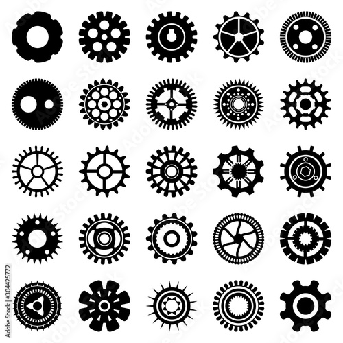 Vector set of gears and cogs