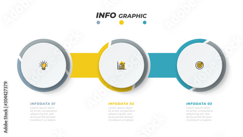 Presentation infographic design template with marketing icons. Business concept with 3 options or steps. Vector illustration.