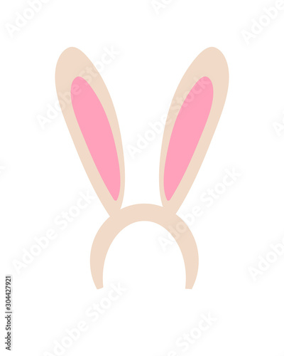 Easter mask with rabbit ears isolated on white background, vector illustration