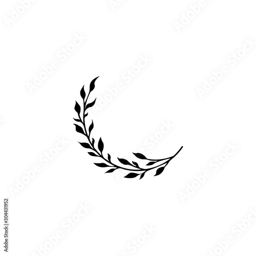 Vector template - twig with leaves. The idea of a tattoo  botany style. Beautiful sketch. Branch silhouette