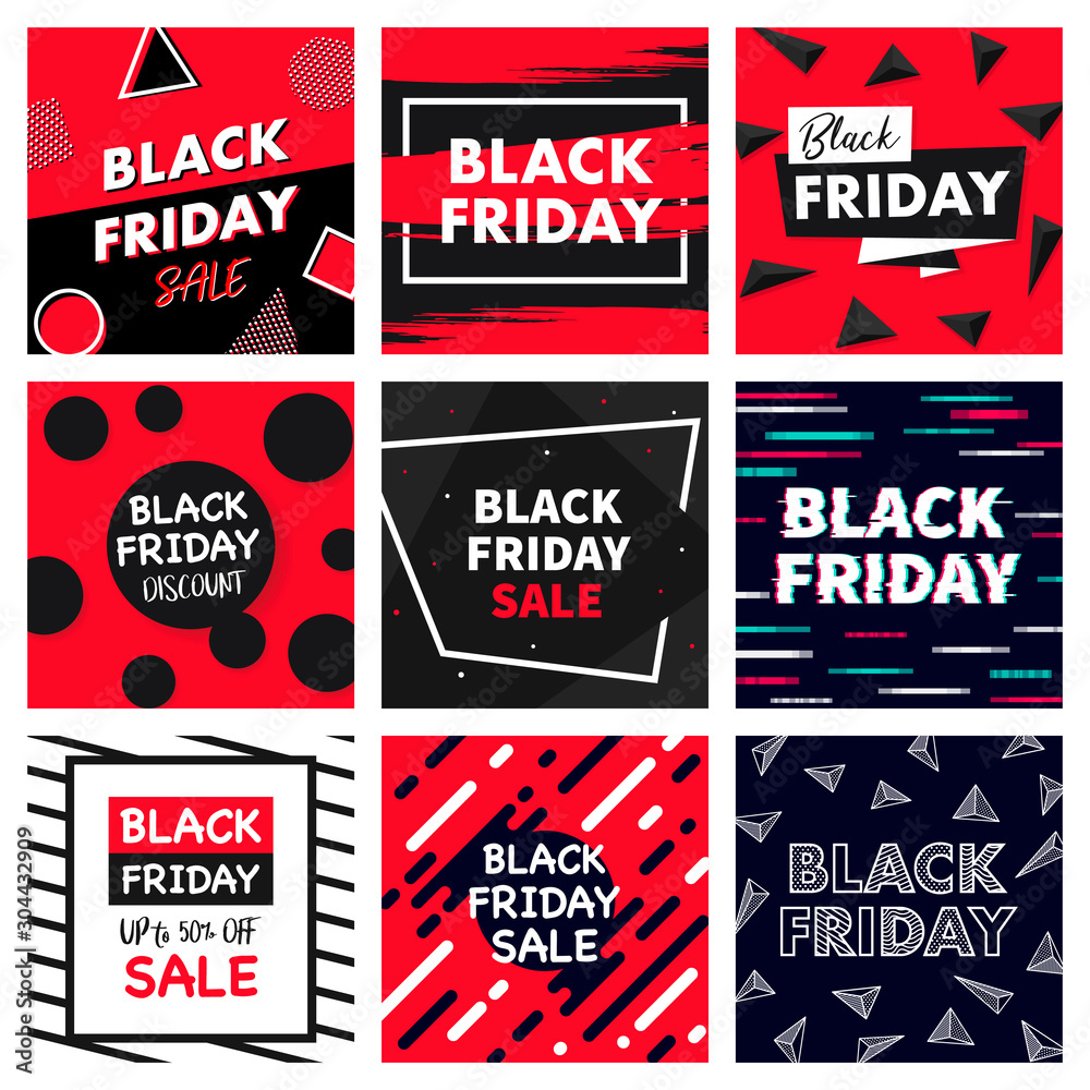 Black Friday Flyer Banner poster template vector illustration Background greeting card set pack