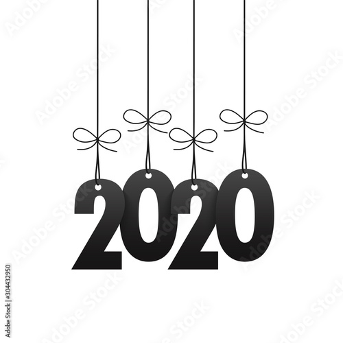 Black 2020 suspended on white background
