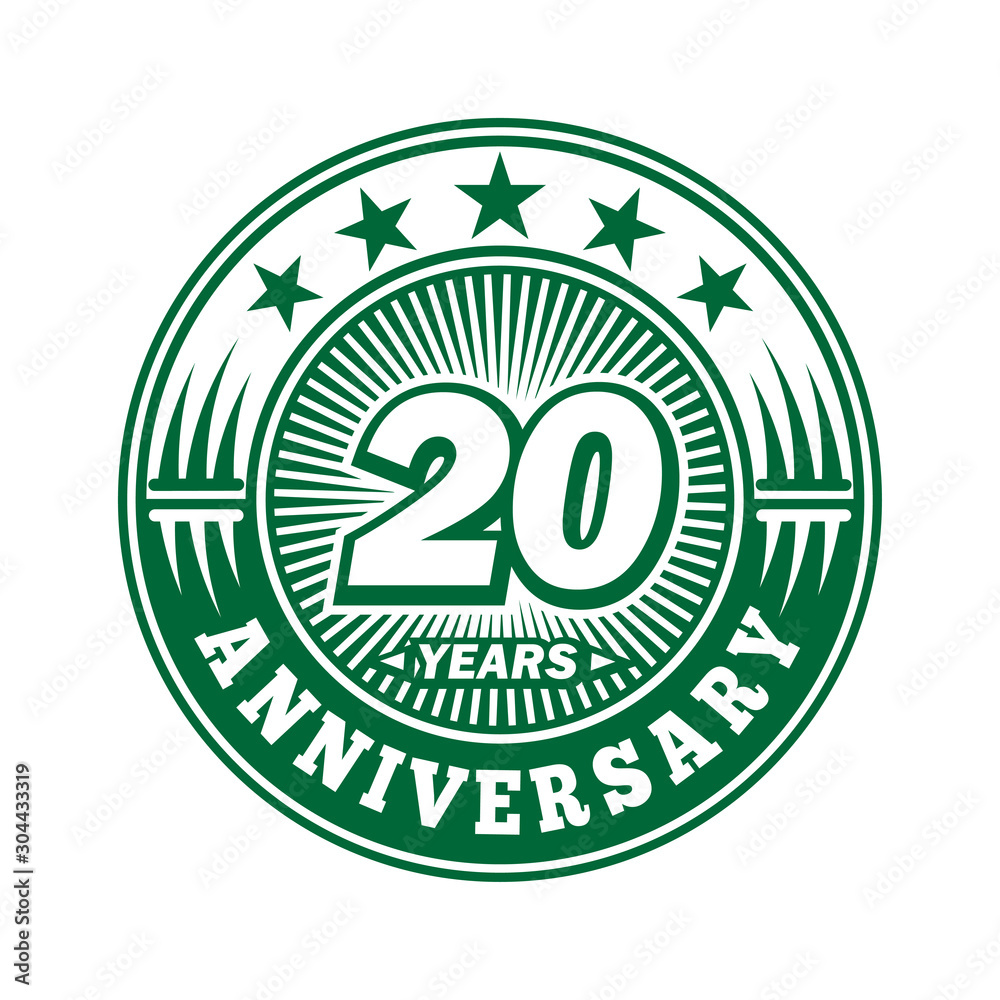 20 years logo. Twenty years anniversary celebration logo design. Vector and illustration. 20 years logo. Twenty years anniversary celebration logo design. Vector and illustration.
