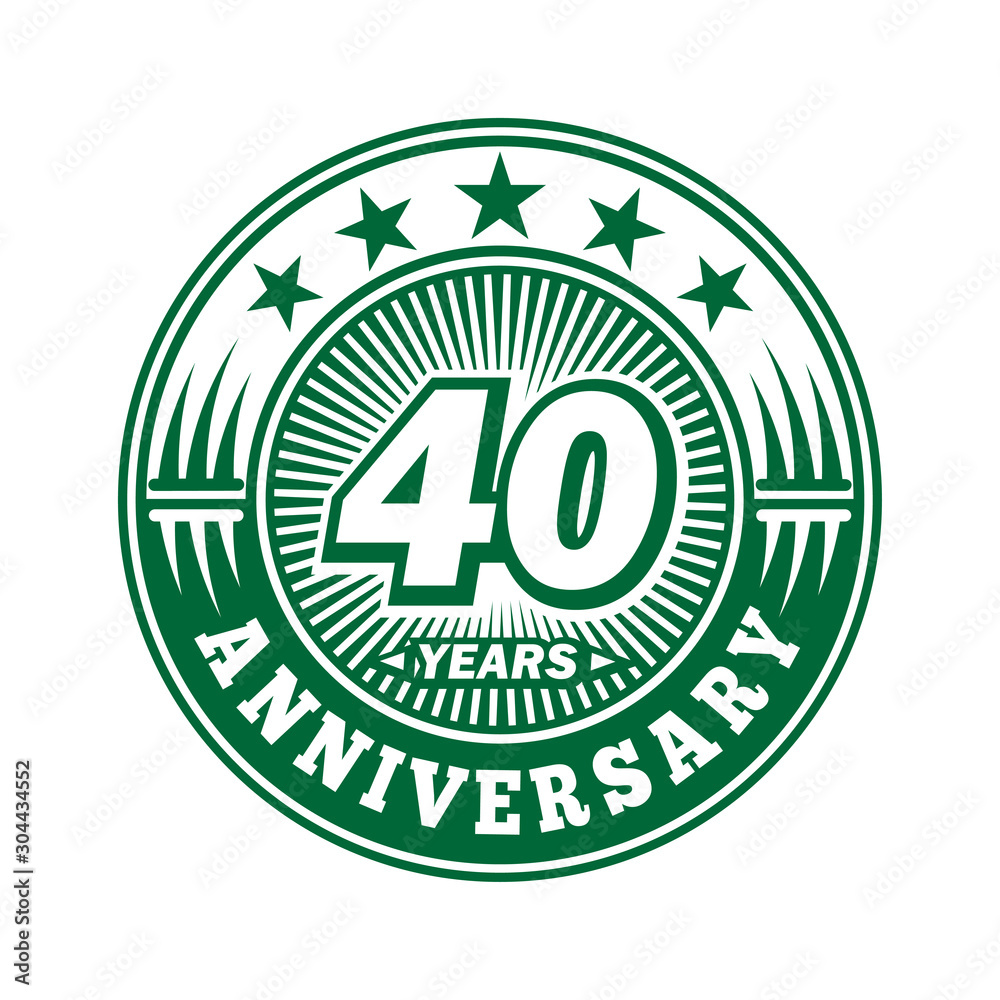 40 years logo. Forty years anniversary celebration logo design. Vector and illustration.