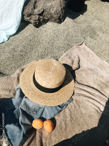 straw hat on the beach