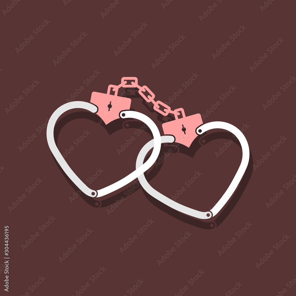 handcuffs heart romance love. Digital security authentication concept