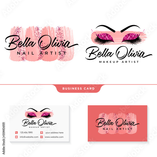 beauty makeup feminine logo collections template vector