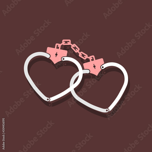 handcuffs heart romance love. Digital security authentication concept. Biometric authorization. Identification. love games and wedding.