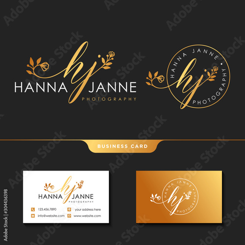 initial hj feminine logo collections template vector