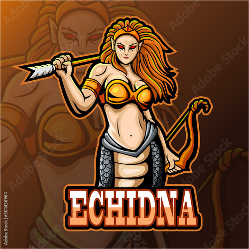 Echidna mascot esport logo design.
