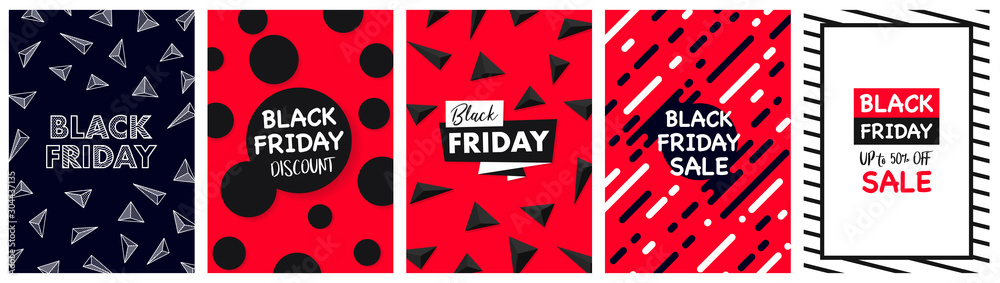 Plakat Black Friday DL Flyer Banner poster template vector illustration Background greeting card set pack
