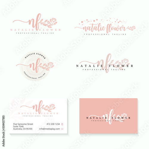 initial nf feminine logo collections template vector