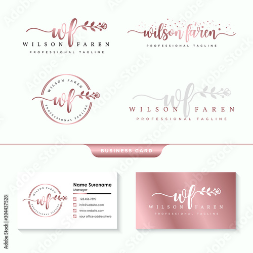 initial wf feminine logo collections template vector