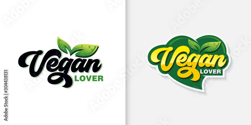 Vegan lover typography logo collection vector