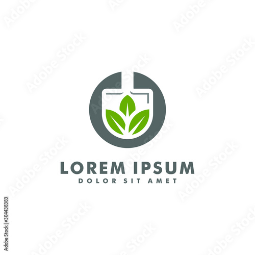 Eco lawn logo template, Landscape icon design vector illustration