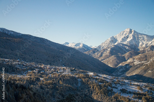 snowy sauze d'Oulx Landscape in winter italy