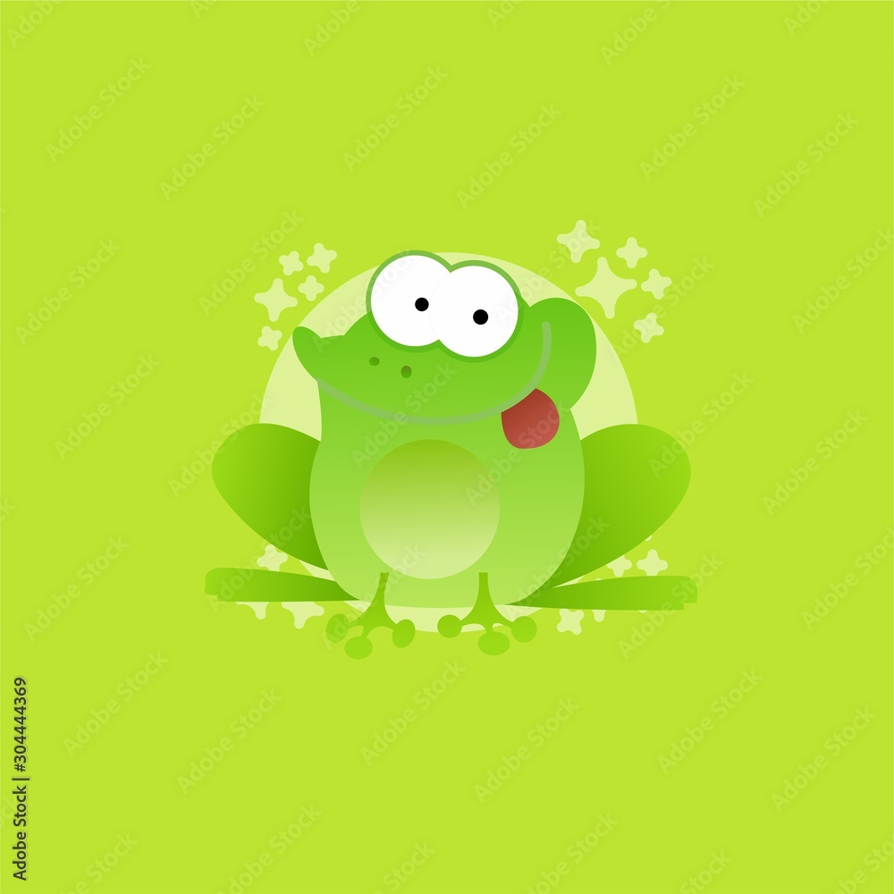 Illustration of Green Frog Pull Out Tongue Cartoon, Cute Funny Character, Flat Design Illustration of Green Frog Pull Out Tongue Cartoon, Cute Funny Character, Flat Design