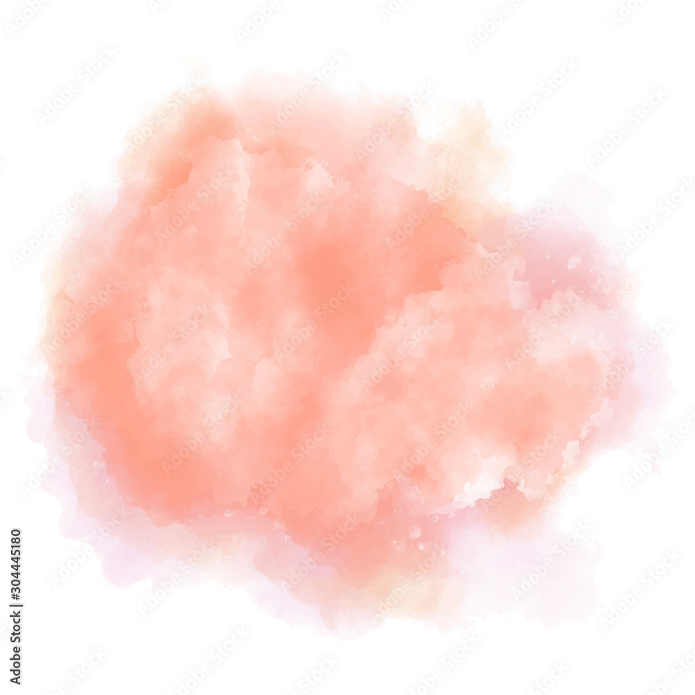 Watercolor Background. Red, orange and pink paint splash on paper. Textured vector illustration. Brush stroke. 