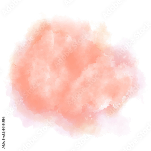 Watercolor Background. Red, orange and pink paint splash on paper. Textured vector illustration. Brush stroke. 
