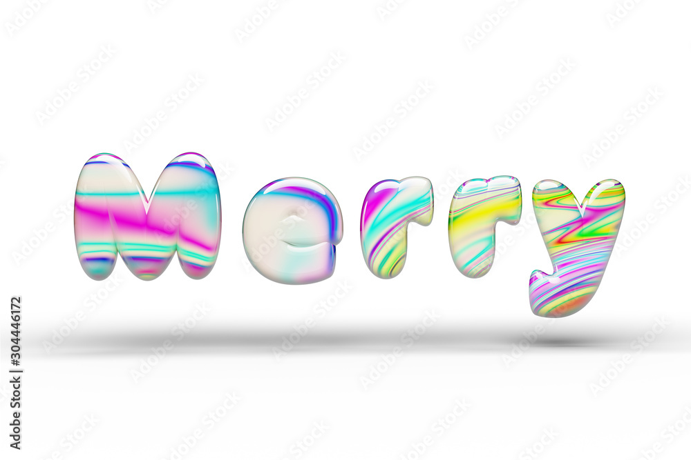 Sweets Candy multi-colored Merry word. 3D Render.