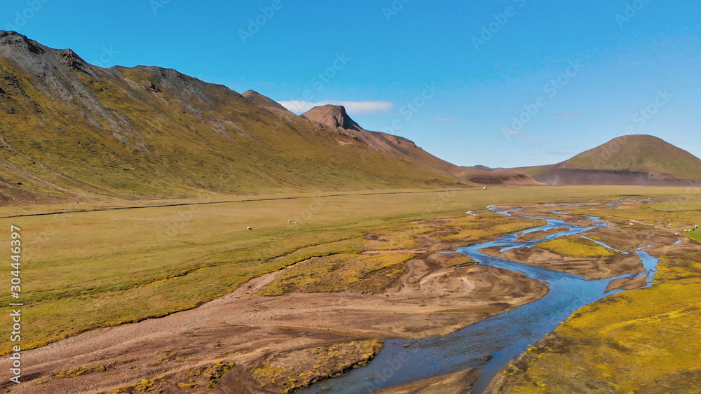 Amazing aerial view of beauful Iceland landscape in summer season