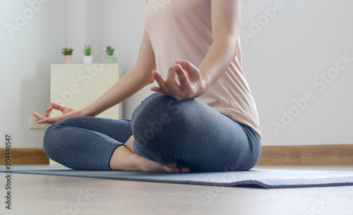 Yoga girls are meditation, calm and relaxed.
