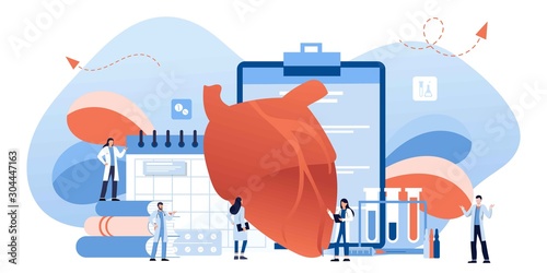 Medical examination and cardiology doctor, circulatory system checkup. Heart disease human concept. Ischemic heart disease, coronary artery disease, risk with hypertension concept for banner, web site