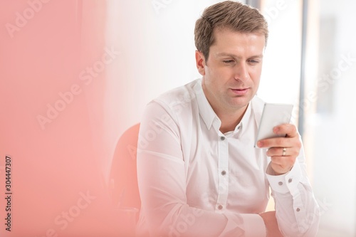 Businessman using smartphone in office