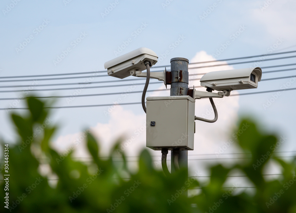 CCTV installed on an external pole CCTV installed on an external pole