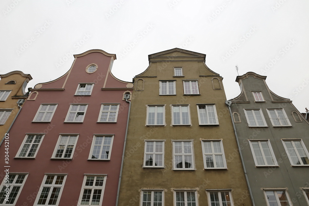 multi-colored houses of the streets of Gdansk, Poland