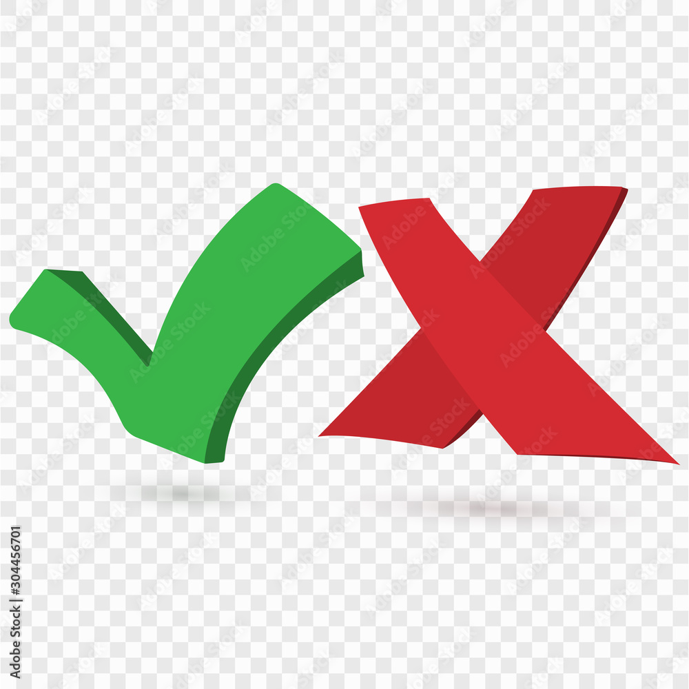 YES and NO csymbols. X and a choice - vector illustration YES and NO csymbols. X and a choice - vector illustration