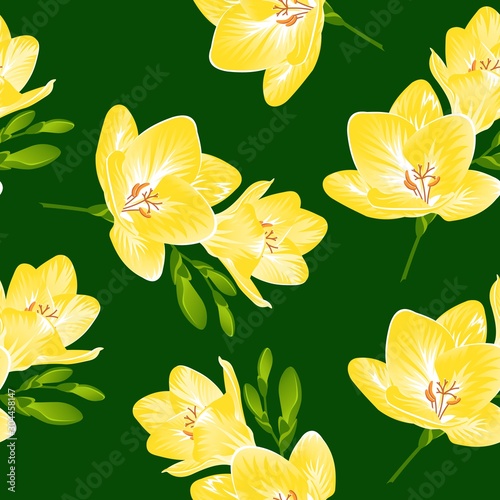 Seamless background with yellow freesia