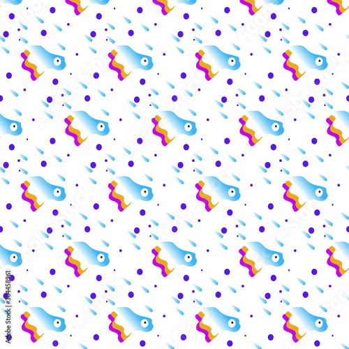 Vector seamless pattern.  Alien creature. Drawing for paper, fabric, wallpaper. Abstract background pattern