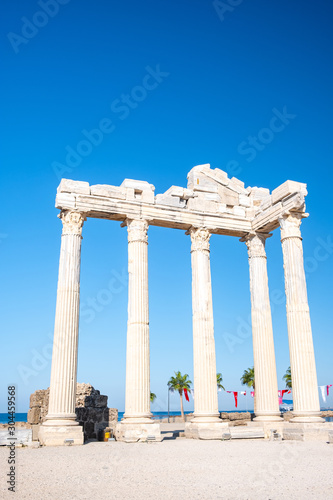 Temple of Apollon ancient ruins. Apollon temple in Side near Antalya, Turkey