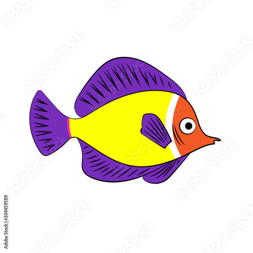 Funny vector cartoon tropical fish.