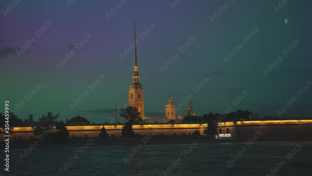 Saint Petersburg. Holiday Scarlet Sails. Russia. Sailboat sailing on the Neva River. Rasvet the sun on the background of the Peter and Paul Fortress. Holidays in the Russian Federation Saint Petersburg. Holiday Scarlet Sails. Russia. Sailboat sailing on the Neva River. Rasvet the sun on the background of the Peter and Paul Fortress. Holidays in the Russian Federation