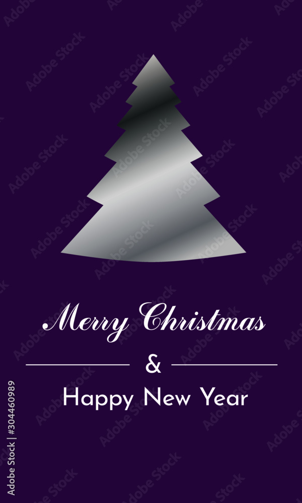 Christmas illustration with silver spruce, vector