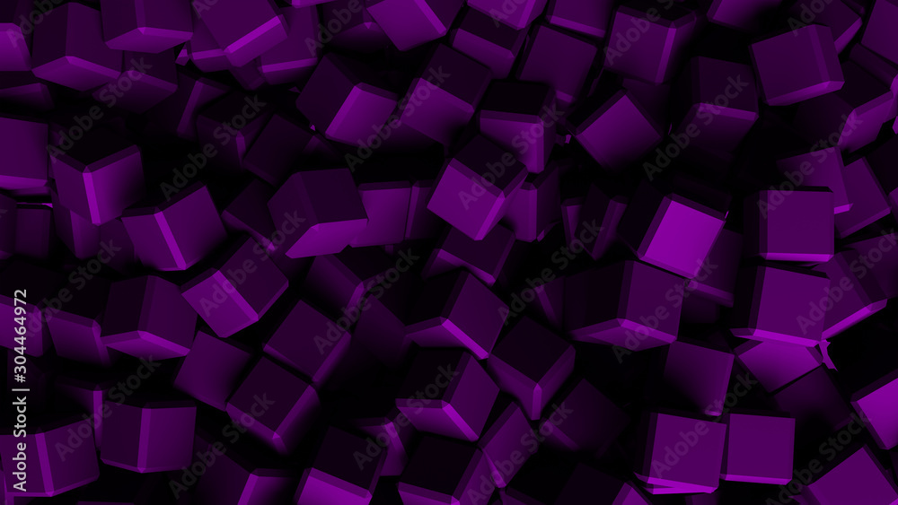 Obraz premium purple abstract background with cubes, wallpaper 3d illustration